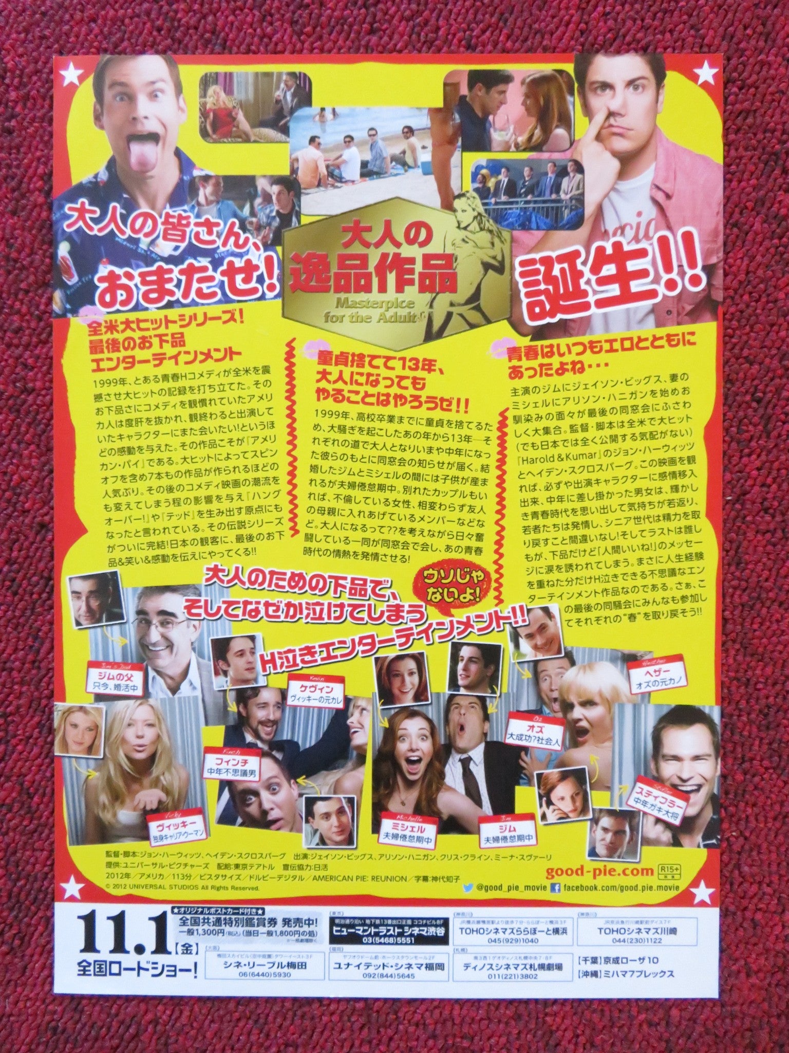 AMERICAN PIE: REUNION JAPANESE CHIRASHI (B5) POSTER JASON BIGGS HANNIGAN 2012 - Rendezvous Cinema