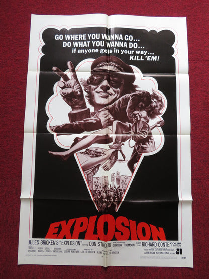 EXPLOSION FOLDED US ONE SHEET POSTER DON STROUD GORDON THOMSON 1970 - Rendezvous Cinema