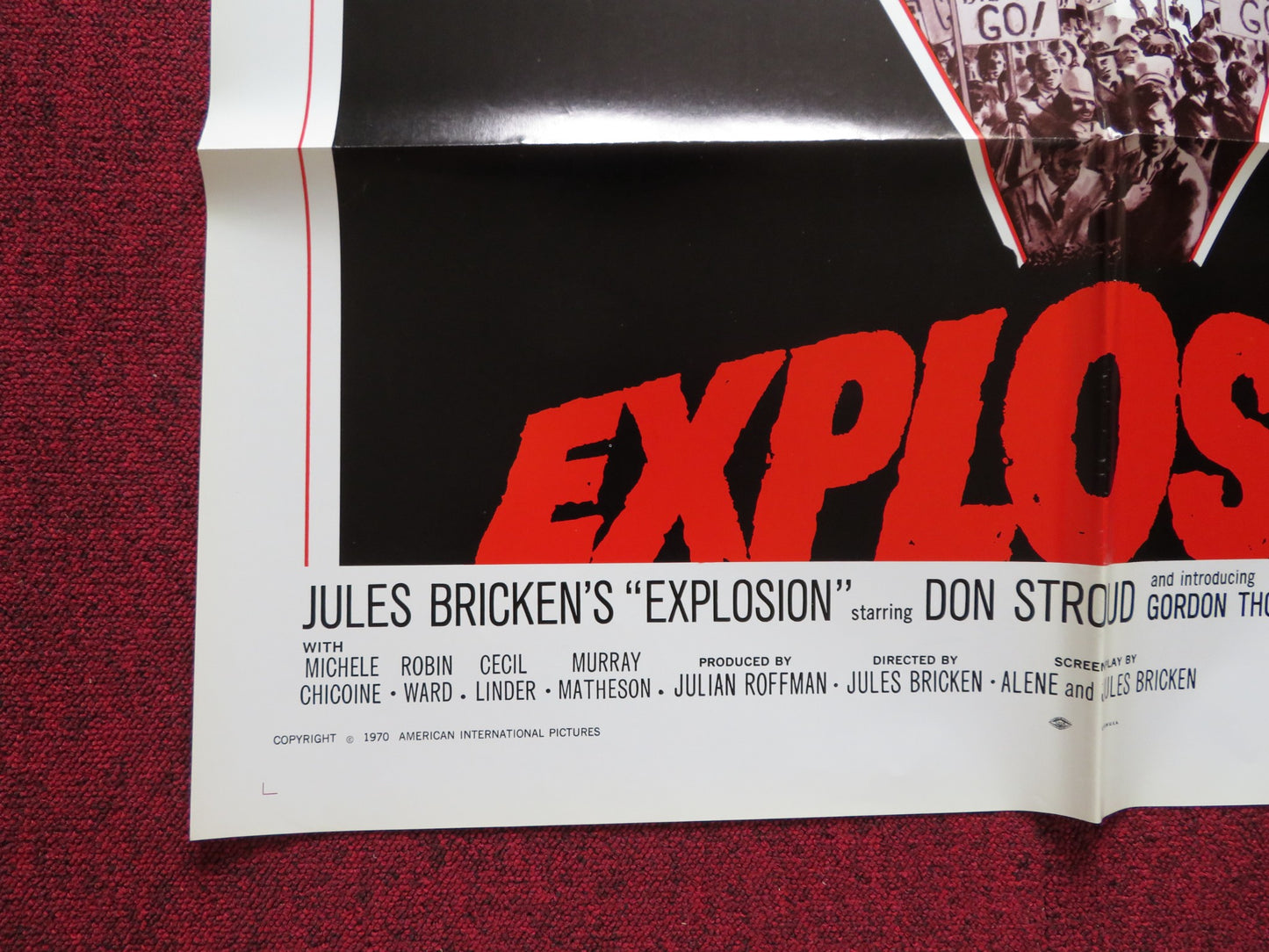 EXPLOSION FOLDED US ONE SHEET POSTER DON STROUD GORDON THOMSON 1970 - Rendezvous Cinema
