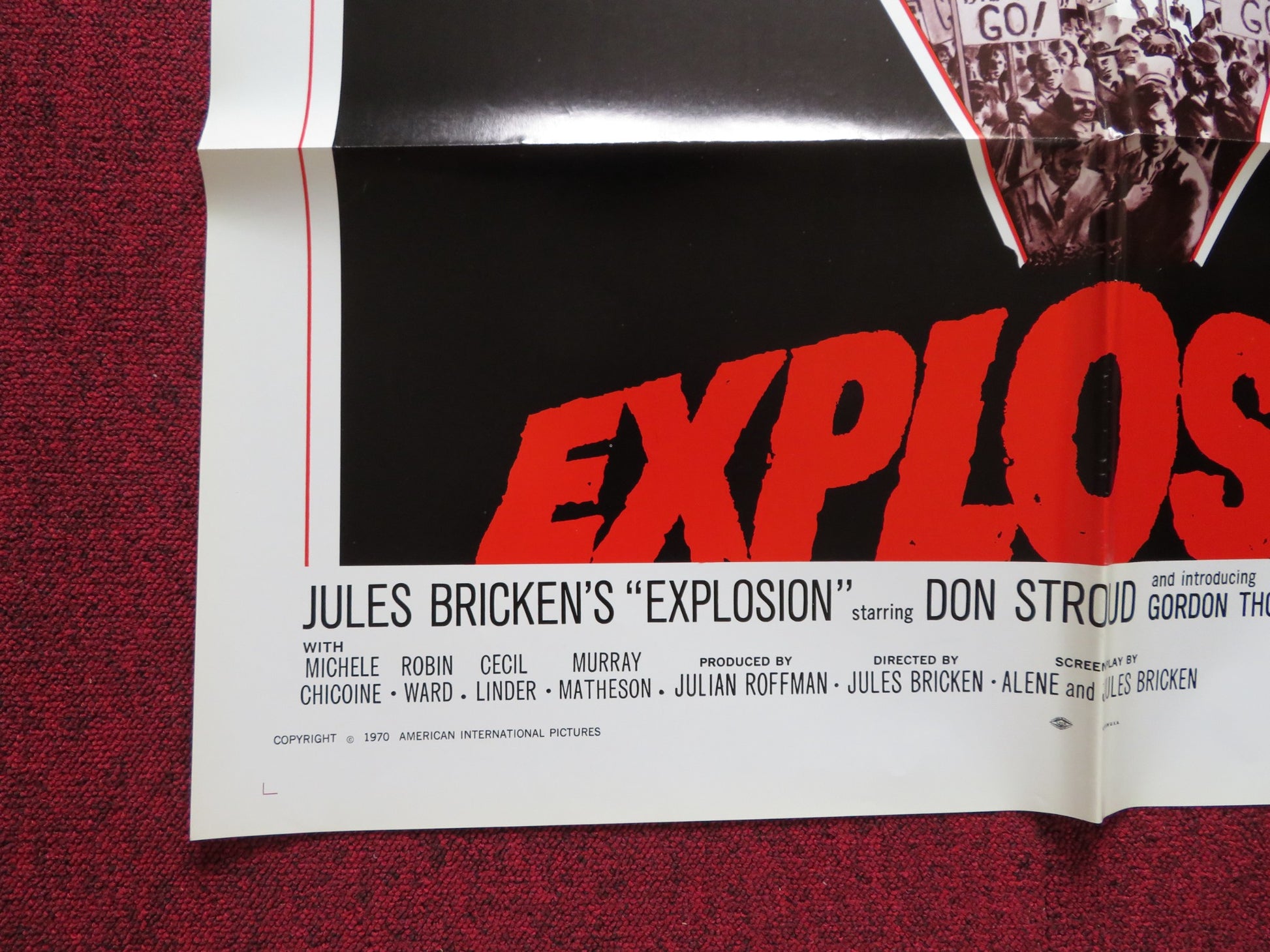 EXPLOSION FOLDED US ONE SHEET POSTER DON STROUD GORDON THOMSON 1970 - Rendezvous Cinema