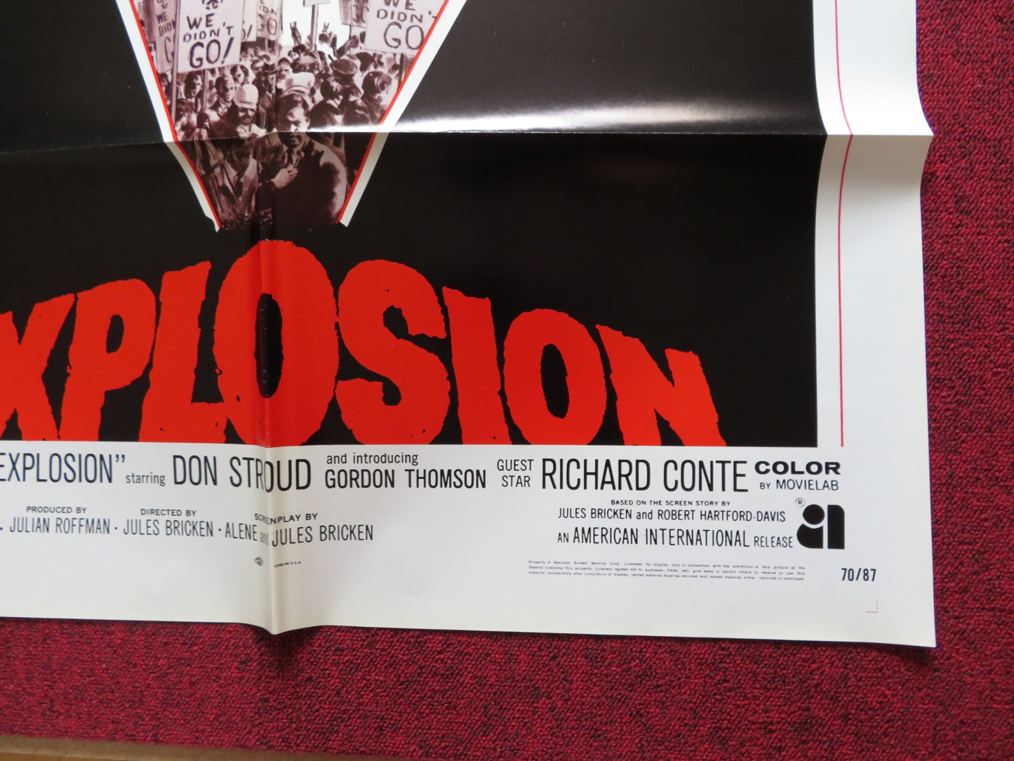 EXPLOSION FOLDED US ONE SHEET POSTER DON STROUD GORDON THOMSON 1970 - Rendezvous Cinema
