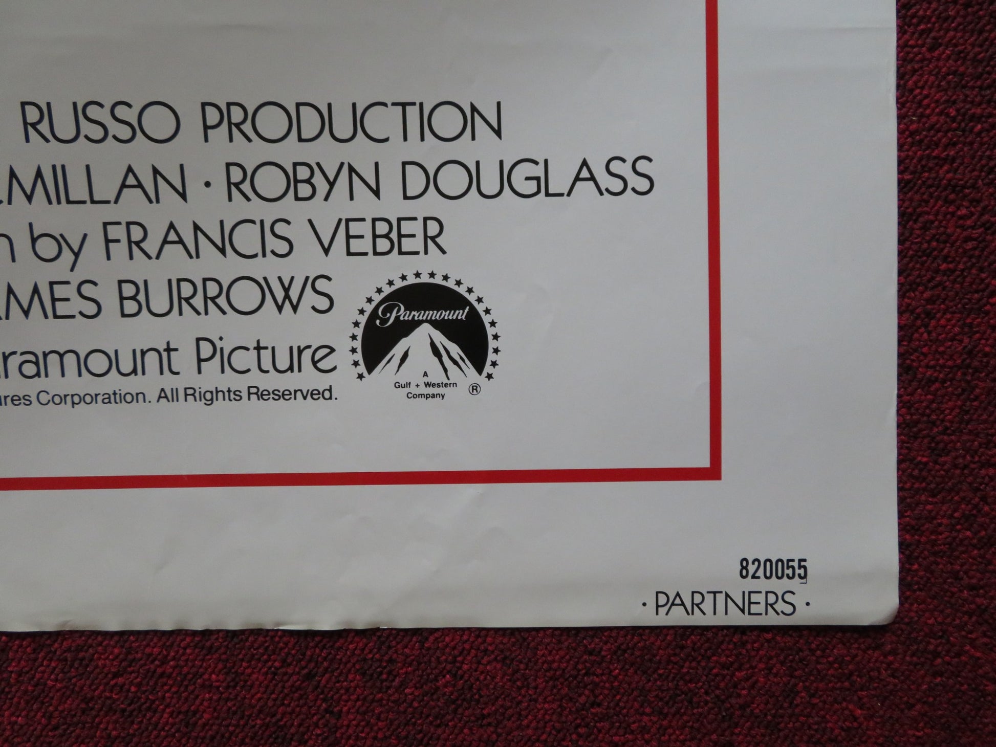 PARTNERS FOLDED US ONE SHEET POSTER RYAN O'NEAL JOHN HURT 1982 - Rendezvous Cinema