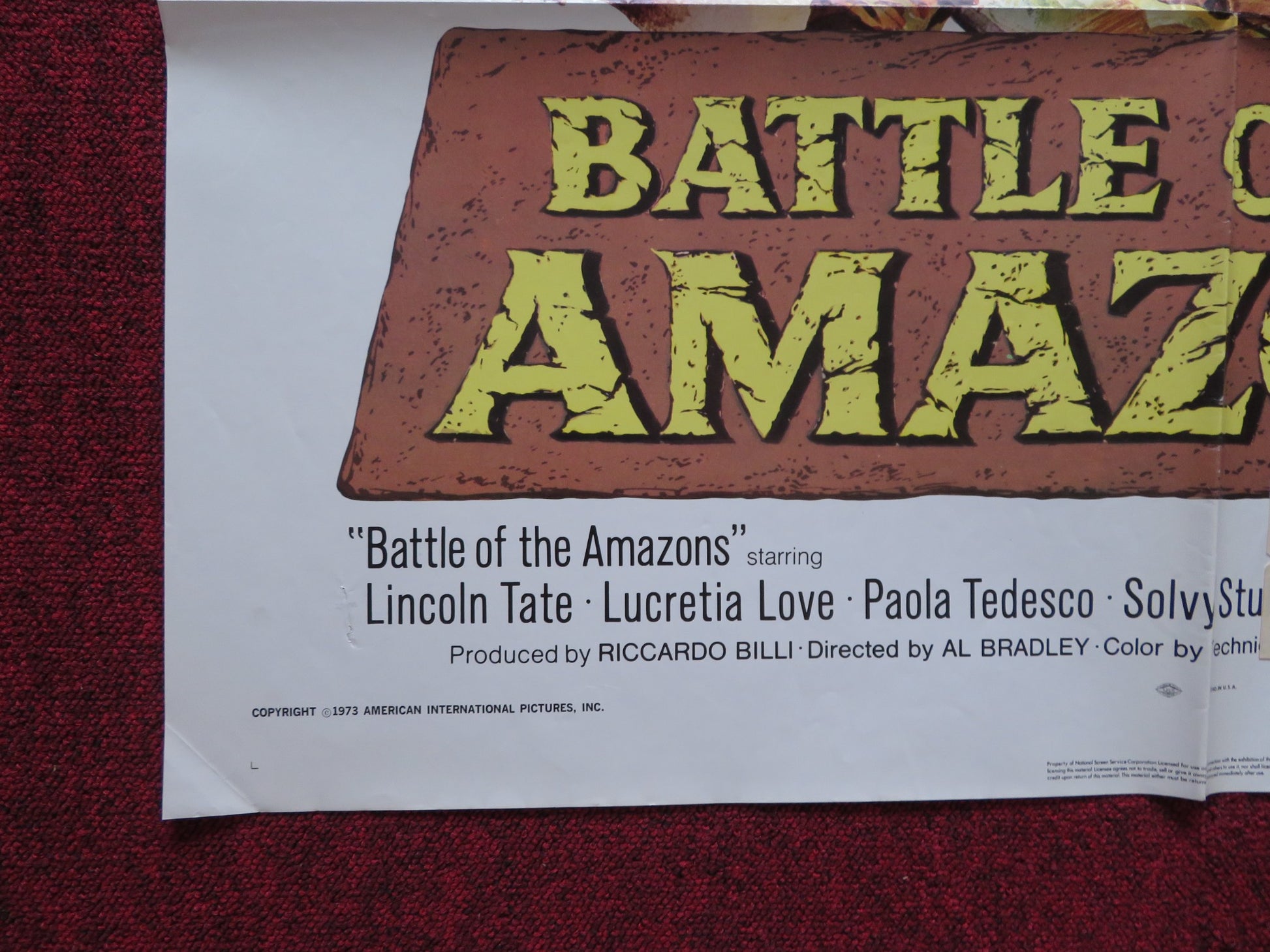 BATTLE OF THE AMAZONS FOLDED US ONE SHEET POSTER LINCOLN TATE LUCRETIA LOVE 1973 - Rendezvous Cinema