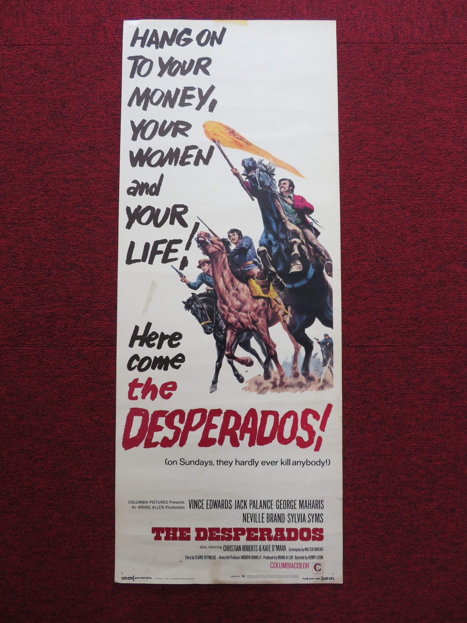 THE DESPERADOS US INSERT (14"x 36") POSTER JACK PALANCE VINCE EDWARDS 1969 - Rendezvous Cinema