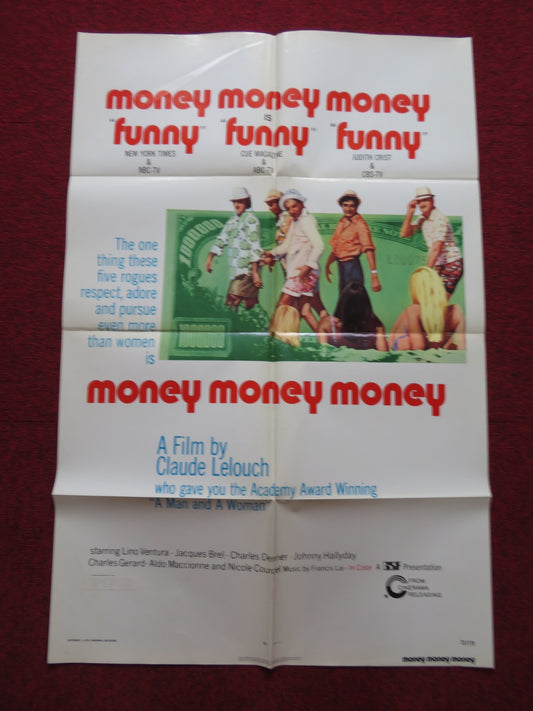 MONEY MONEY MONEY FOLDED US ONE SHEET POSTER LINO VENTURA JACQUES BREL 1973 - Rendezvous Cinema