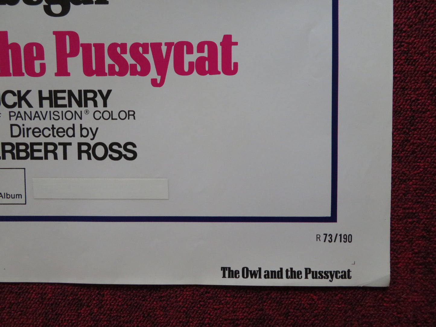 THE OWL AND THE PUSSYCAT FOLDED US ONE SHEET POSTER BARBRA STRIESAND 1973 - Rendezvous Cinema