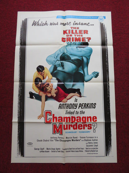THE CHAMPAGNE MURDERS FOLDED US ONE SHEET POSTER ANTHONY PERKINS M. RONET 1967 - Rendezvous Cinema