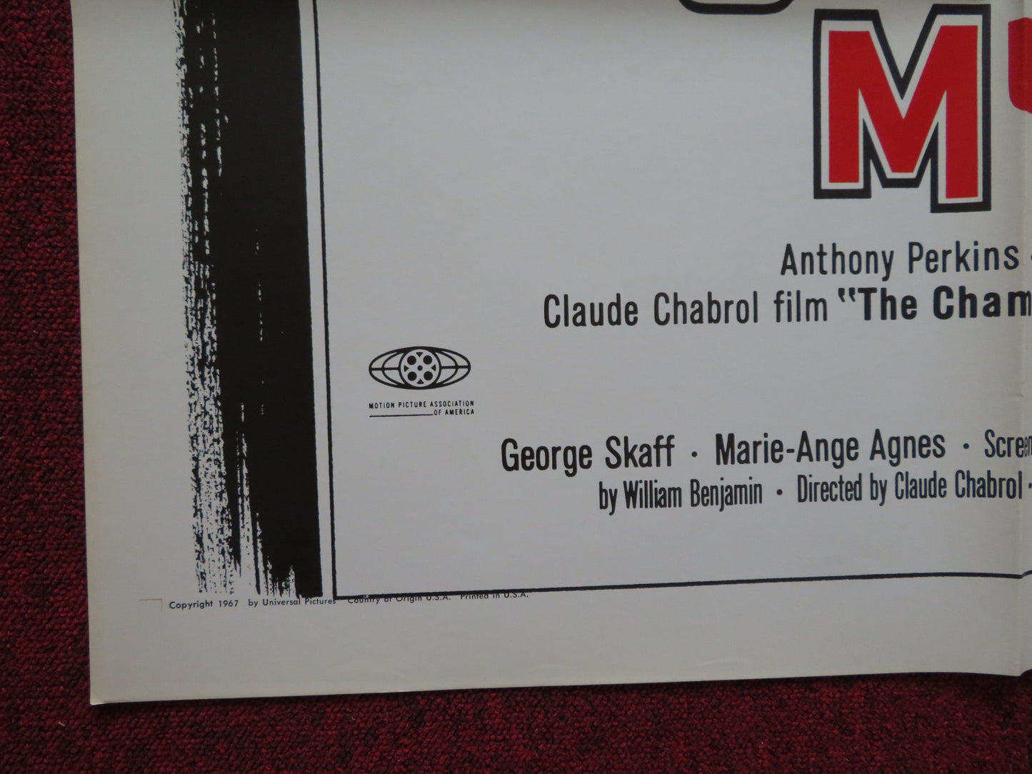 THE CHAMPAGNE MURDERS FOLDED US ONE SHEET POSTER ANTHONY PERKINS M. RONET 1967 - Rendezvous Cinema