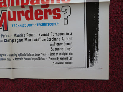 THE CHAMPAGNE MURDERS FOLDED US ONE SHEET POSTER ANTHONY PERKINS M. RONET 1967 - Rendezvous Cinema