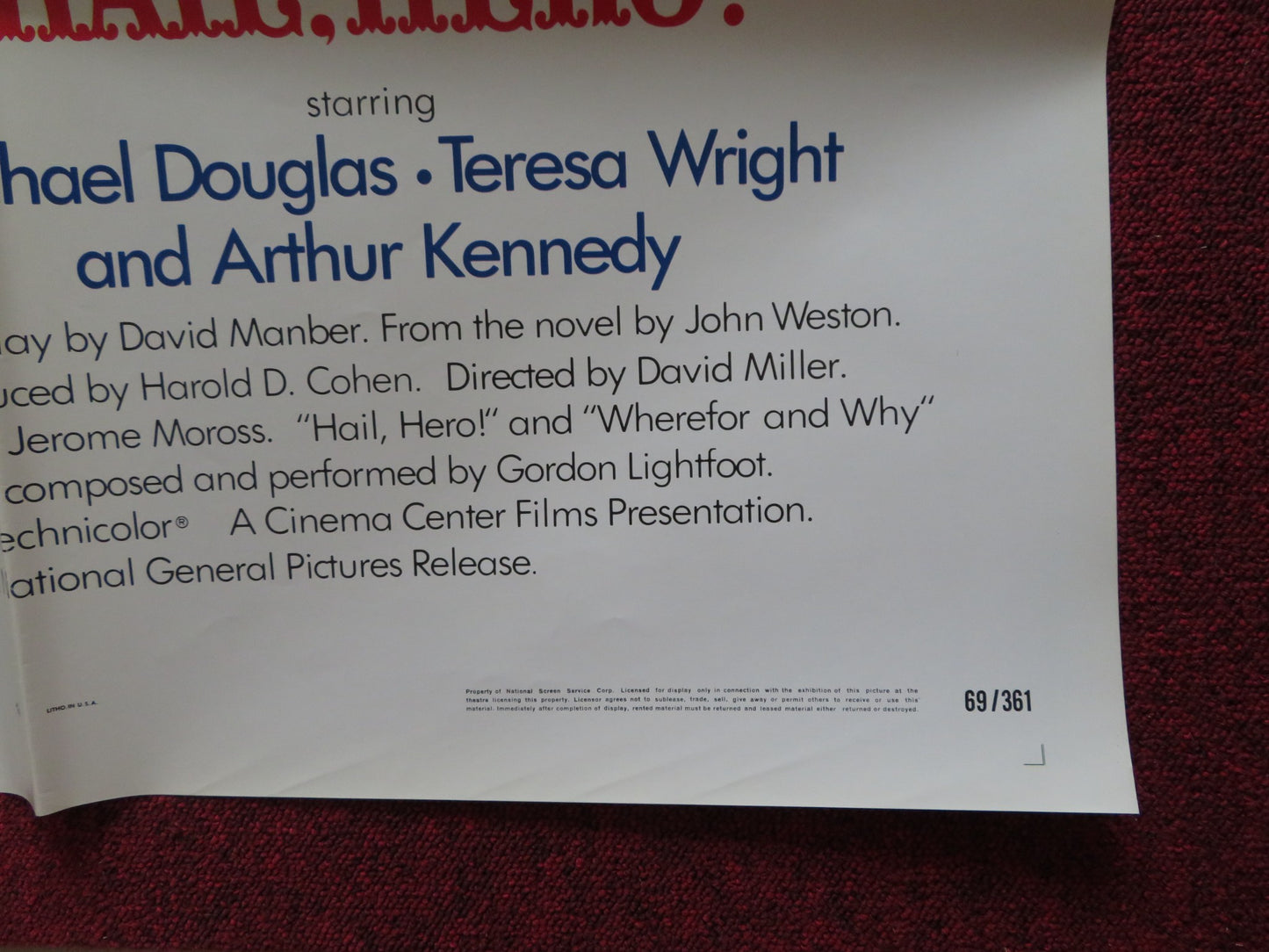 HAIL, HERO FOLDED US ONE SHEET POSTER ARTHUR KENNEDY TERESA WRIGHT 1969 - Rendezvous Cinema