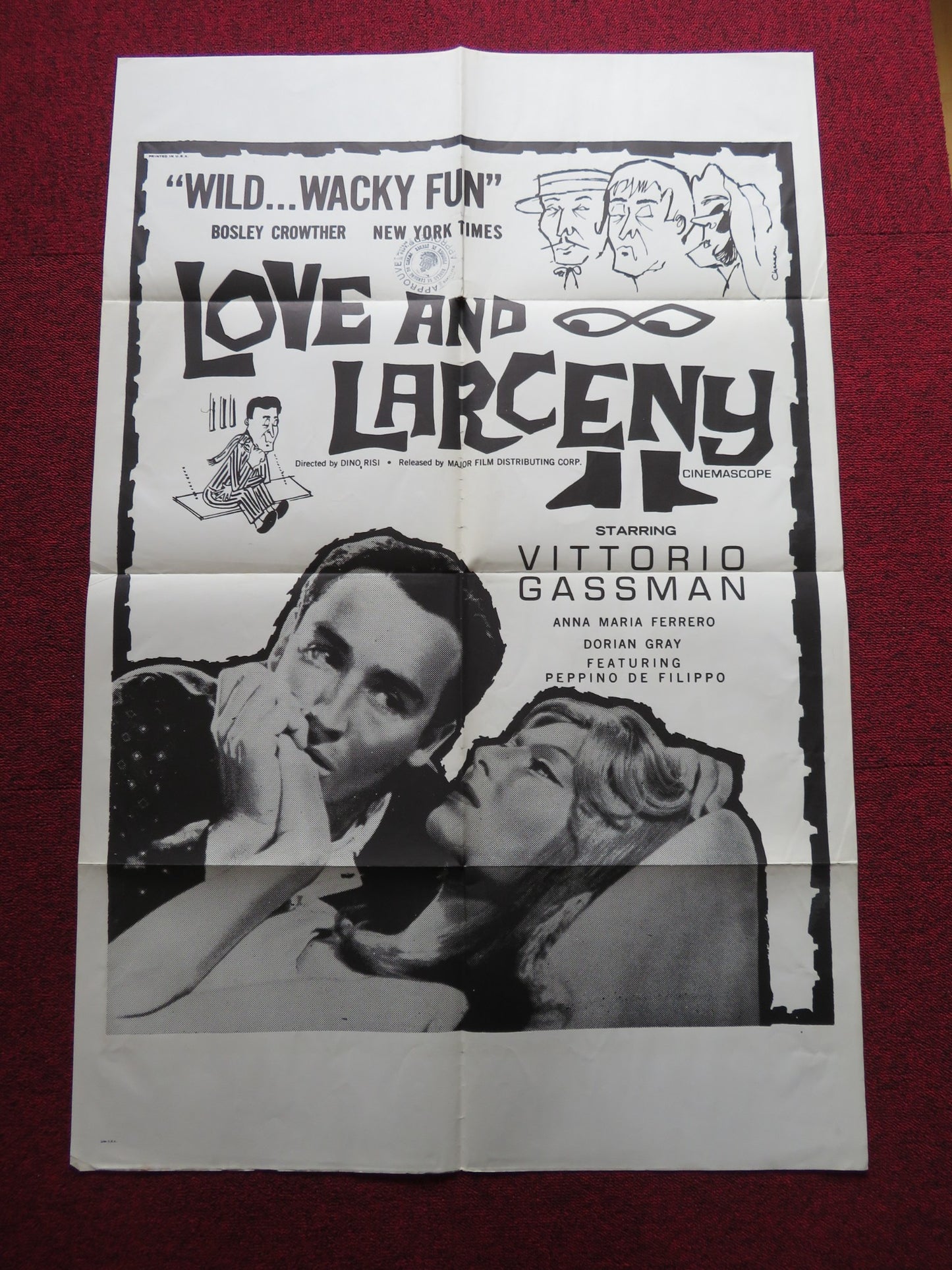 LOVE AND LARCENY FOLDED US ONE SHEET POSTER VITTORIO GASSMAN 1960 - Rendezvous Cinema