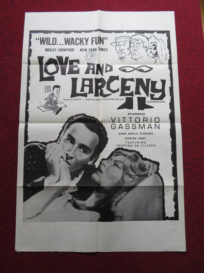 LOVE AND LARCENY FOLDED US ONE SHEET POSTER VITTORIO GASSMAN 1960 - Rendezvous Cinema