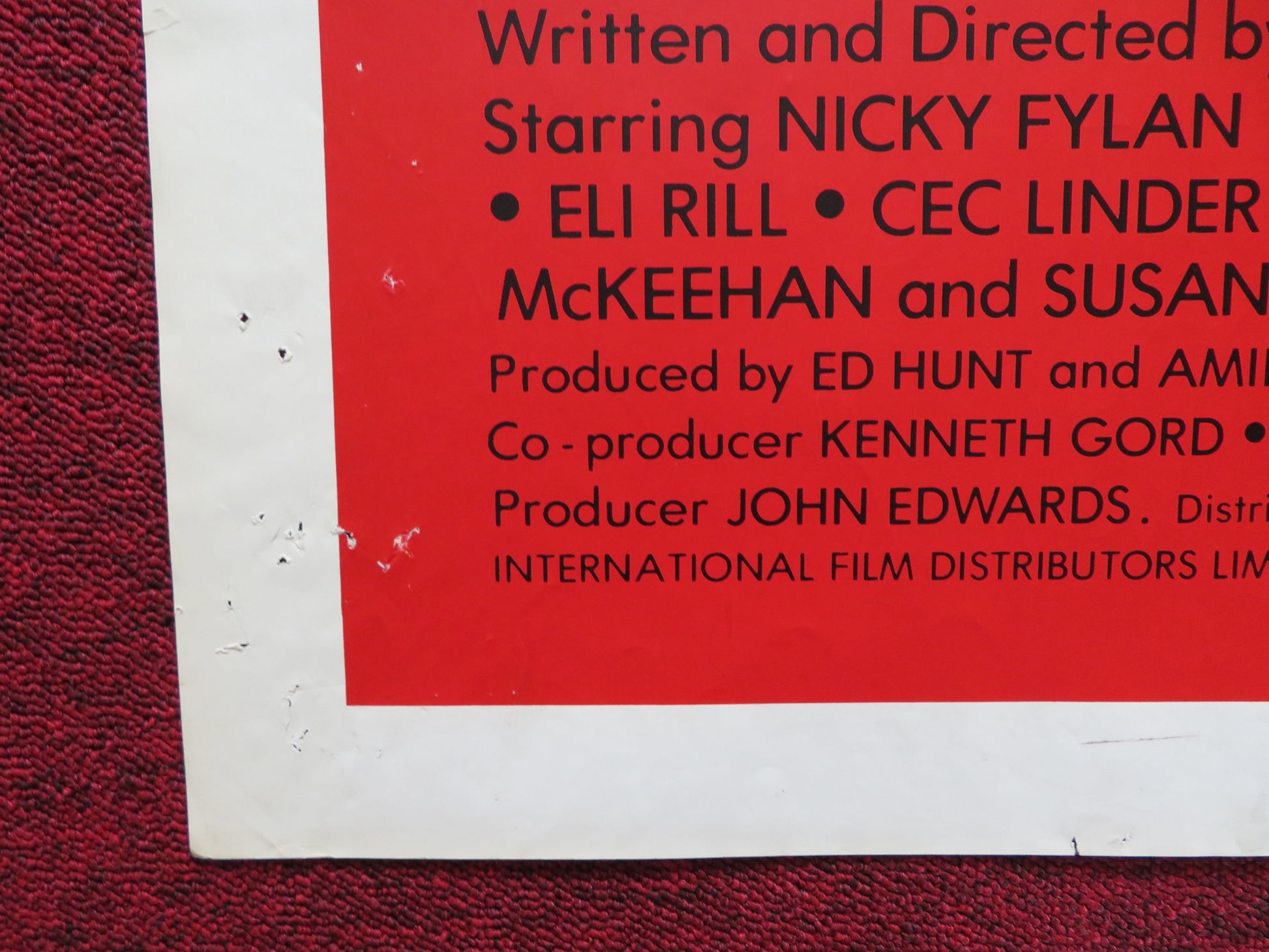 POINT OF NO RETURN FOLDED US ONE SHEET POSTER ED HUNT NICKY FYLAN 1976 - Rendezvous Cinema