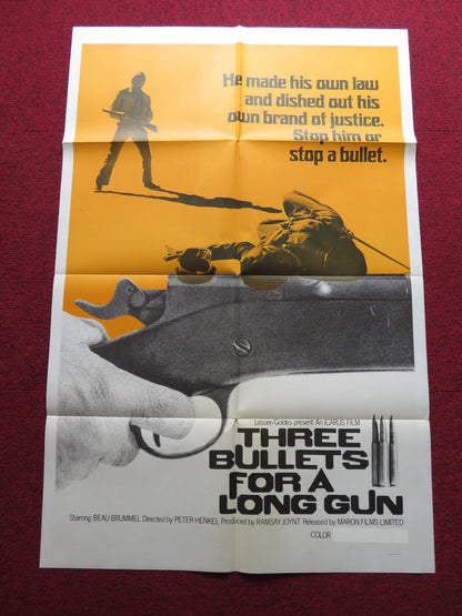 THREE BULLETS FOR A LONG GUN FOLDED US ONE SHEET POSTER BEAU BRUMMEL 1971 - Rendezvous Cinema