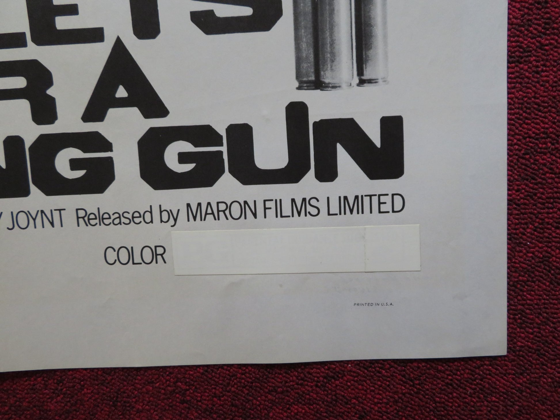 THREE BULLETS FOR A LONG GUN FOLDED US ONE SHEET POSTER BEAU BRUMMEL 1971 - Rendezvous Cinema