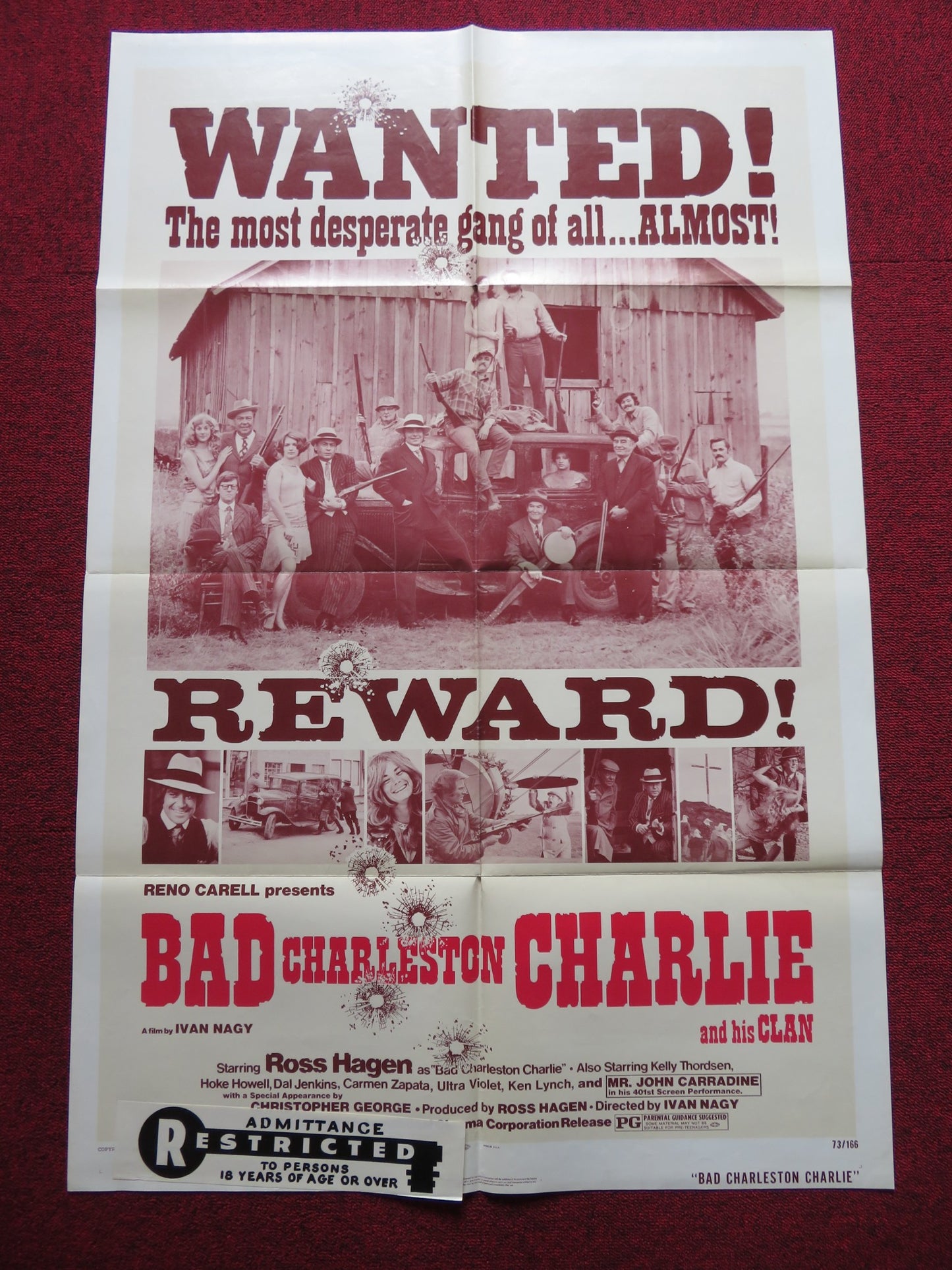 BAD CHARLESTON CHARLIE FOLDED US ONE SHEET POSTER ROSS HAGEN KELLY THORDSEN 1973 - Rendezvous Cinema