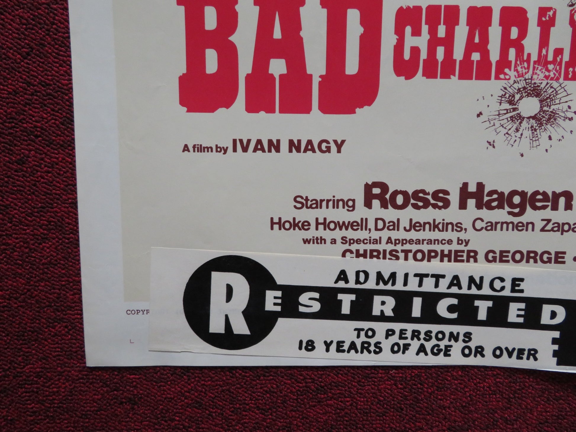BAD CHARLESTON CHARLIE FOLDED US ONE SHEET POSTER ROSS HAGEN KELLY THORDSEN 1973 - Rendezvous Cinema