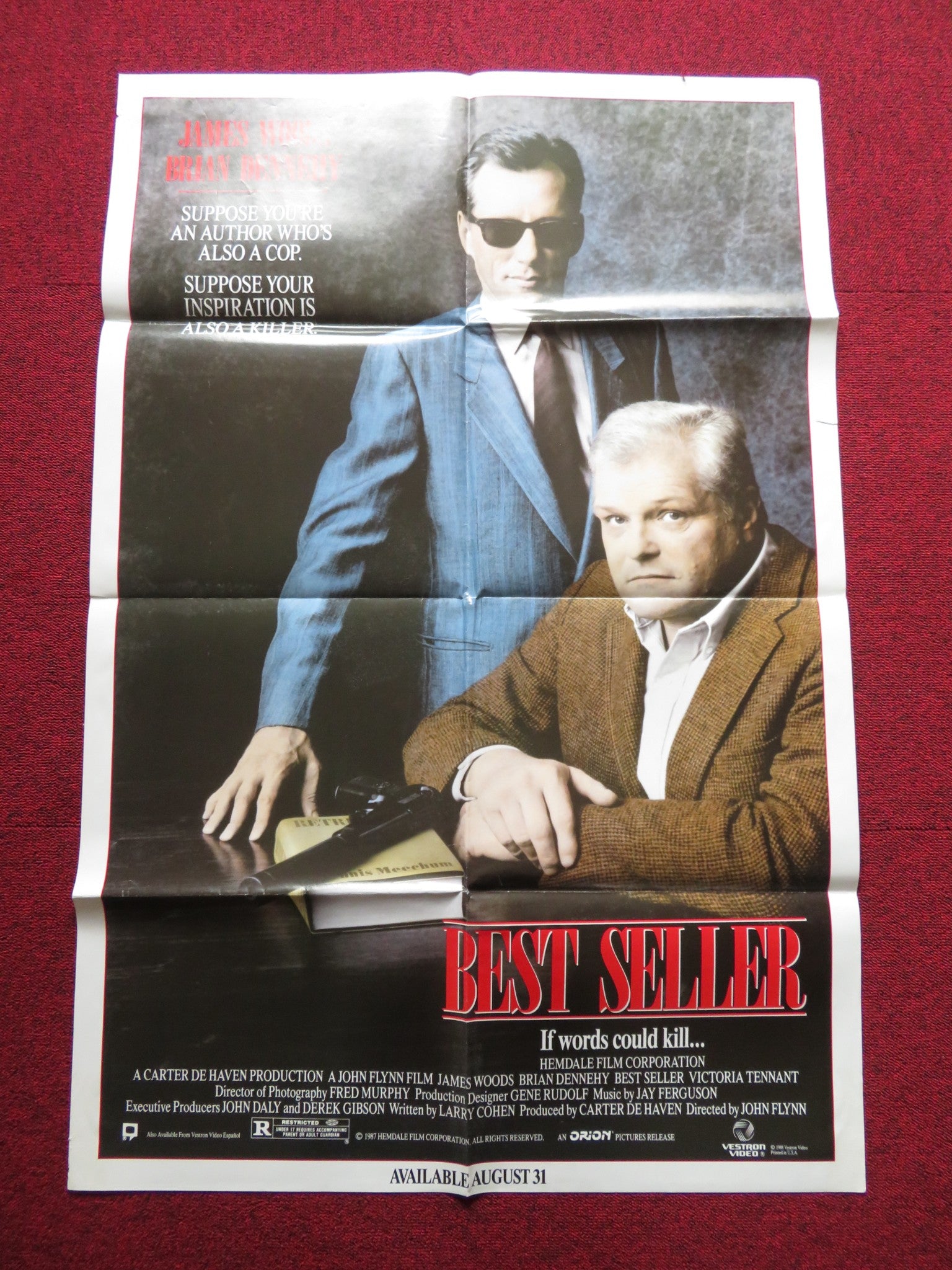 BEST SELLER FOLDED US ONE SHEET POSTER JAMES WOODS BRIAN DENNEHY 1988 - Rendezvous Cinema