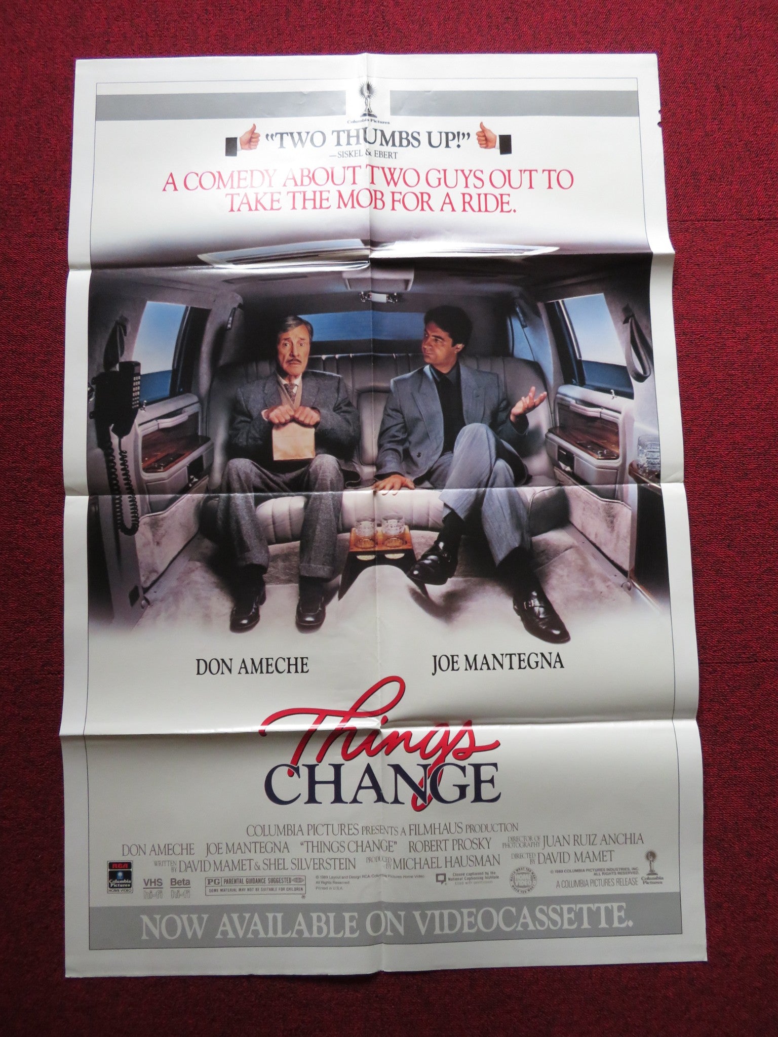 THINGS CHANGE VHS FOLDED US ONE SHEET POSTER DON AMECHE JOE MANTEGNA 1988 - Rendezvous Cinema