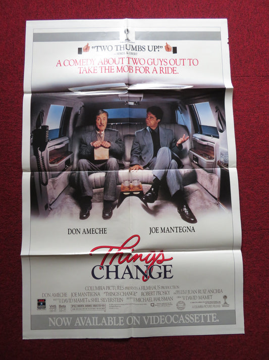 THINGS CHANGE VHS FOLDED US ONE SHEET POSTER DON AMECHE JOE MANTEGNA 1988 - Rendezvous Cinema
