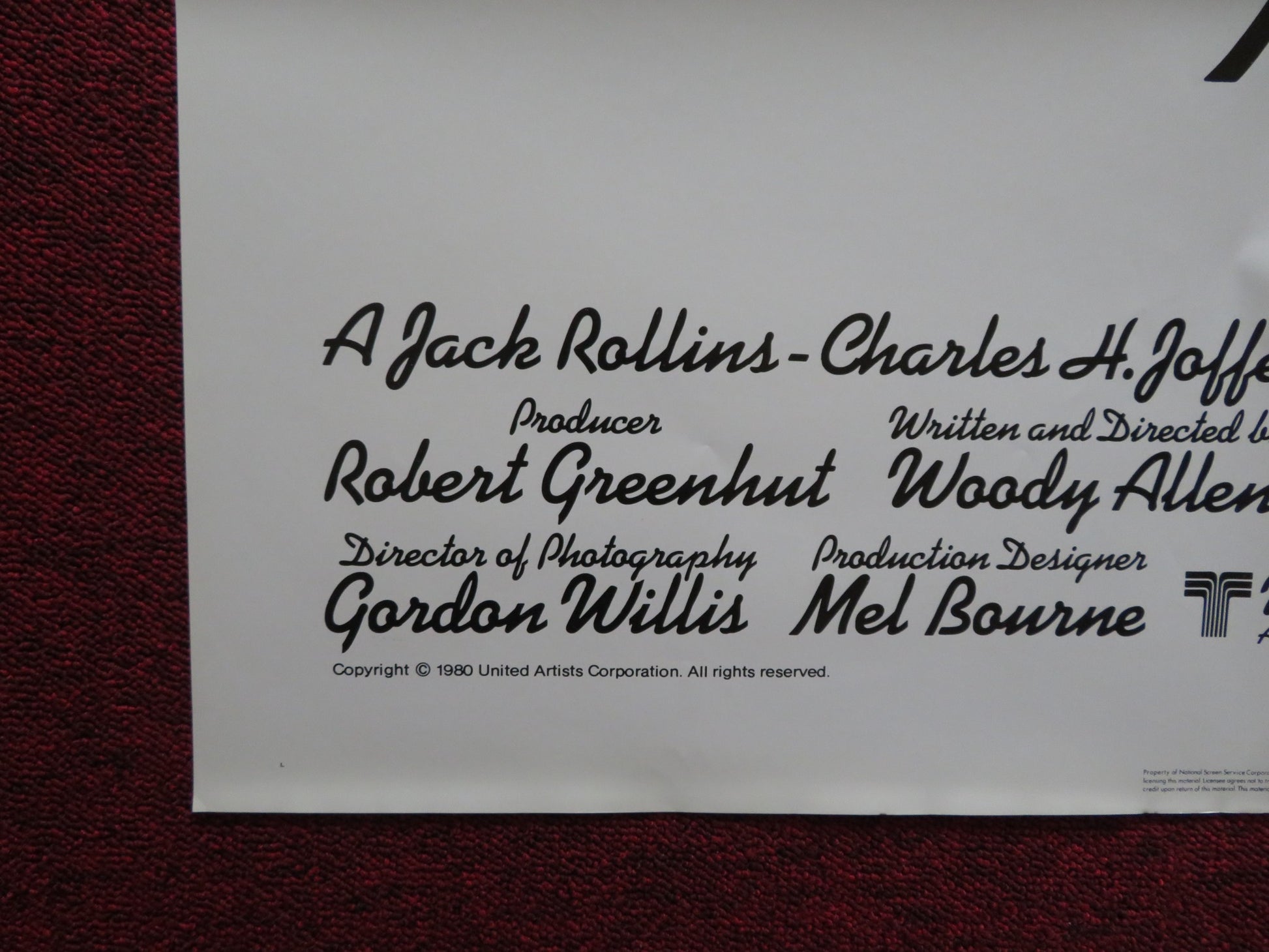 STARDUST MEMORIES STYLE C FOLDED US ONE SHEET POSTER WOODY ALLEN 1980 - Rendezvous Cinema