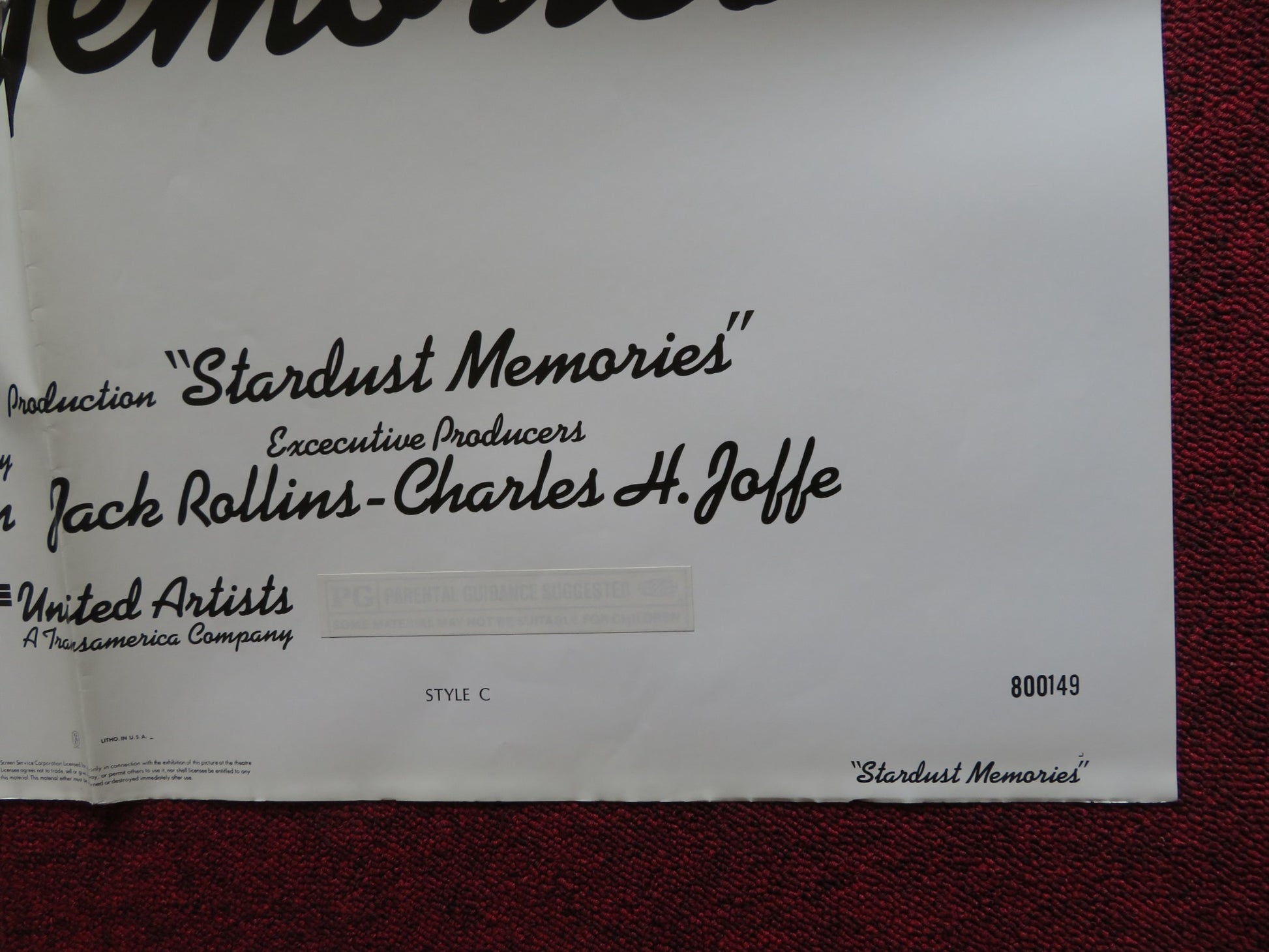 STARDUST MEMORIES STYLE C FOLDED US ONE SHEET POSTER WOODY ALLEN 1980 - Rendezvous Cinema