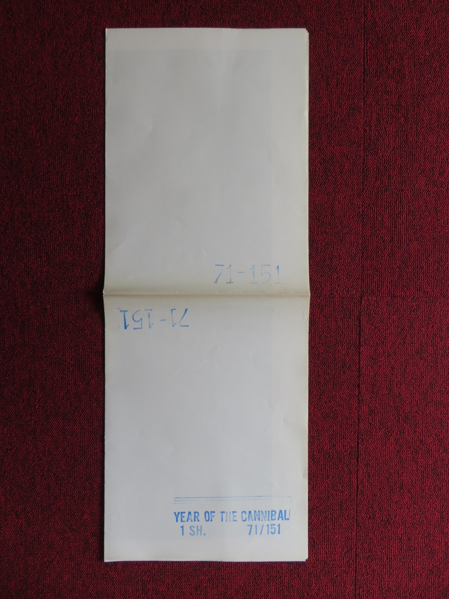 YEAR OF THE CANNIBALS FOLDED US ONE SHEET POSTER BRITT EKLAND P. CLEMENTI 1971 - Rendezvous Cinema