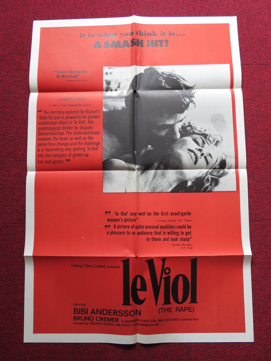 LE VIOL / A question of rape FOLDED US ONE SHEET POSTER BIBI ANDERSSON 1969 - Rendezvous Cinema