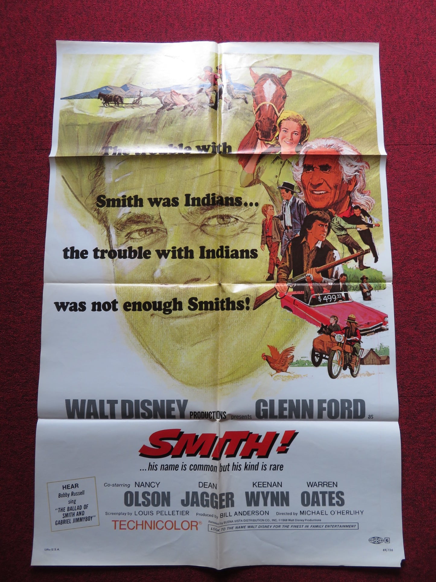 SMITH! FOLDED US ONE SHEET POSTER GLENN FORD NANCY OLSON 1969 - Rendezvous Cinema