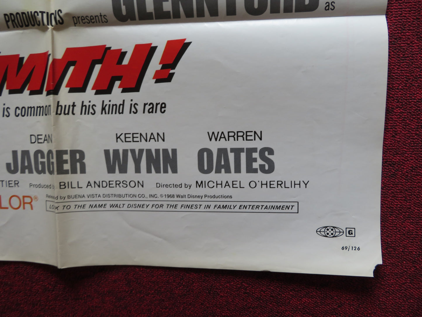 SMITH! FOLDED US ONE SHEET POSTER GLENN FORD NANCY OLSON 1969 - Rendezvous Cinema