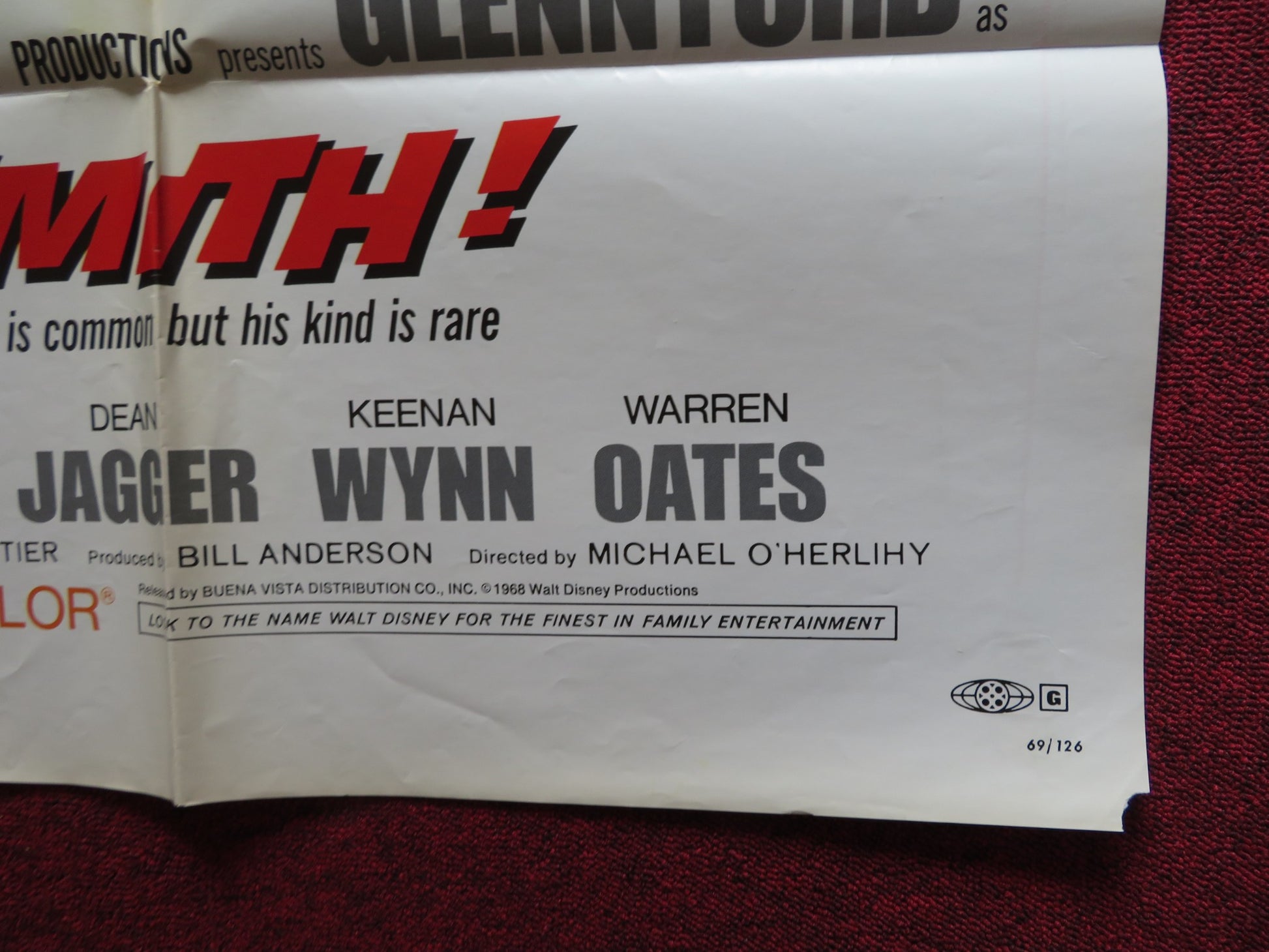 SMITH! FOLDED US ONE SHEET POSTER GLENN FORD NANCY OLSON 1969 - Rendezvous Cinema