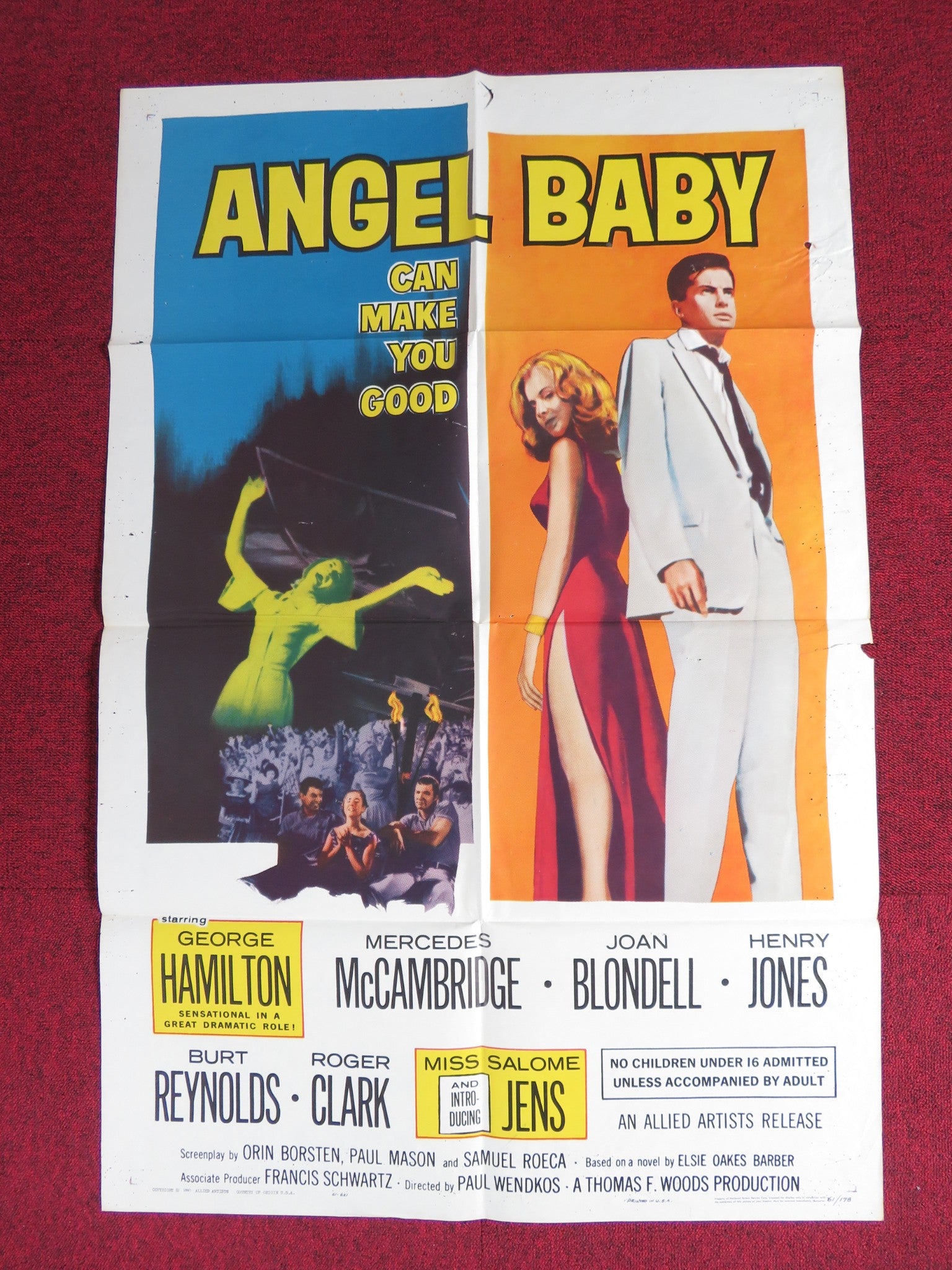 ANGEL BABY FOLDED US ONE SHEET POSTER GEORGE HAMILTON MERCEDES MCCAMBRIDGE 1961 - Rendezvous Cinema