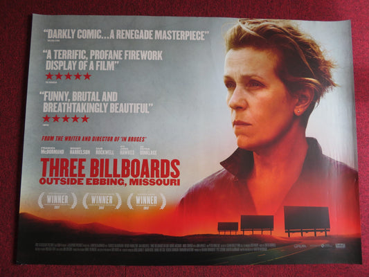 THREE BILLBOARDS OUTSIDE EBBING, MISSOURI UK QUAD (30"x 40") ROLLED POSTER 2017 - Rendezvous Cinema