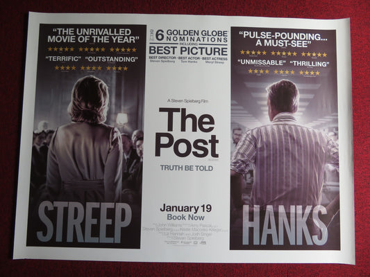 THE POST UK QUAD (30"x 40") ROLLED POSTER STEVEN SPIELBERG TOM HANKS 2017 - Rendezvous Cinema