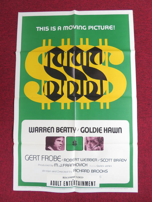 $ DOLLAR FOLDED US ONE SHEET POSTER WARREN BEATTY GOLDIE HAWN 1971