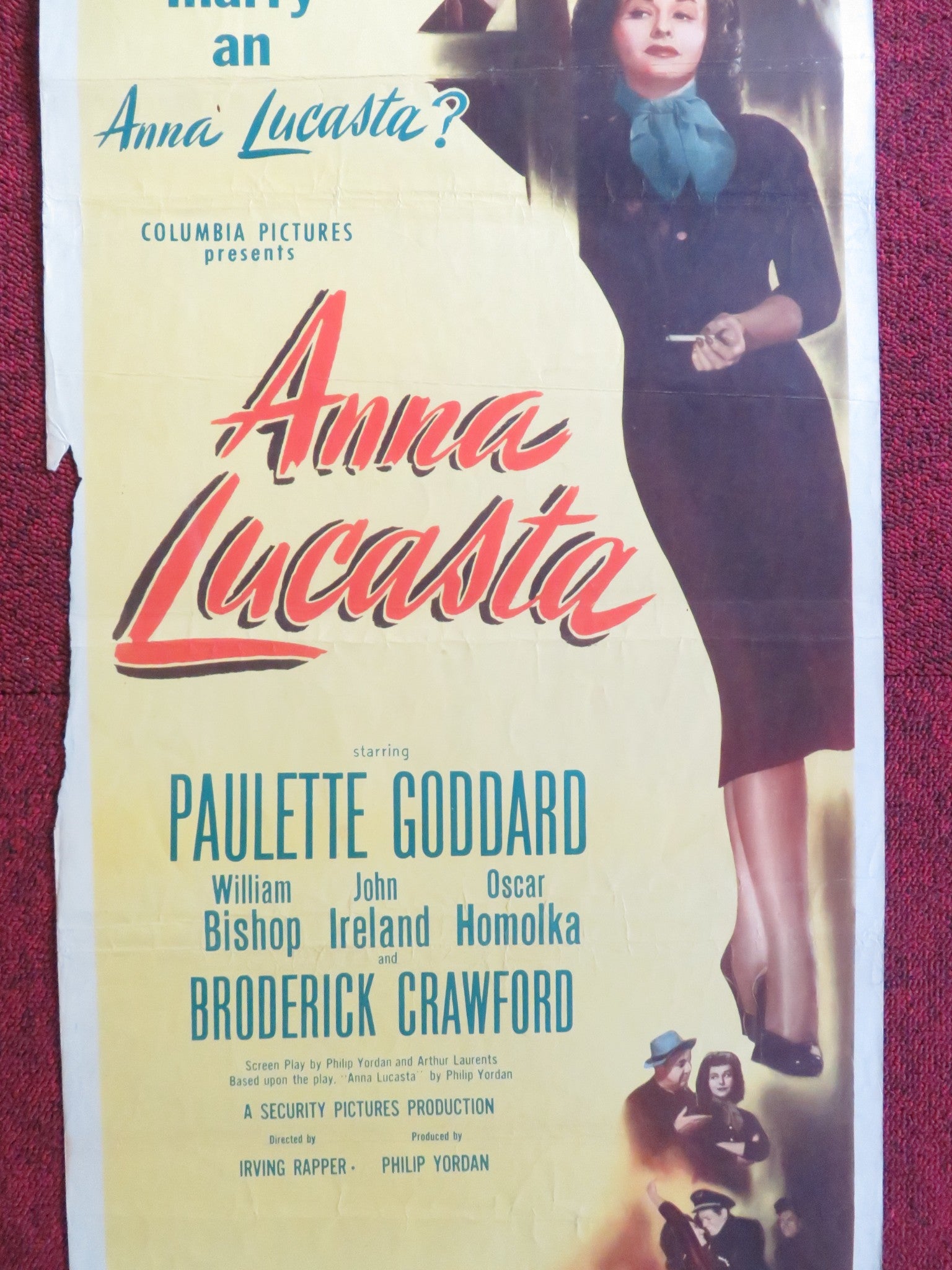ANNA LUCASTA US INSERT (14"x 36") POSTER PAULETTE GODDARD WILLIAM BISHOP 1949 - Rendezvous Cinema