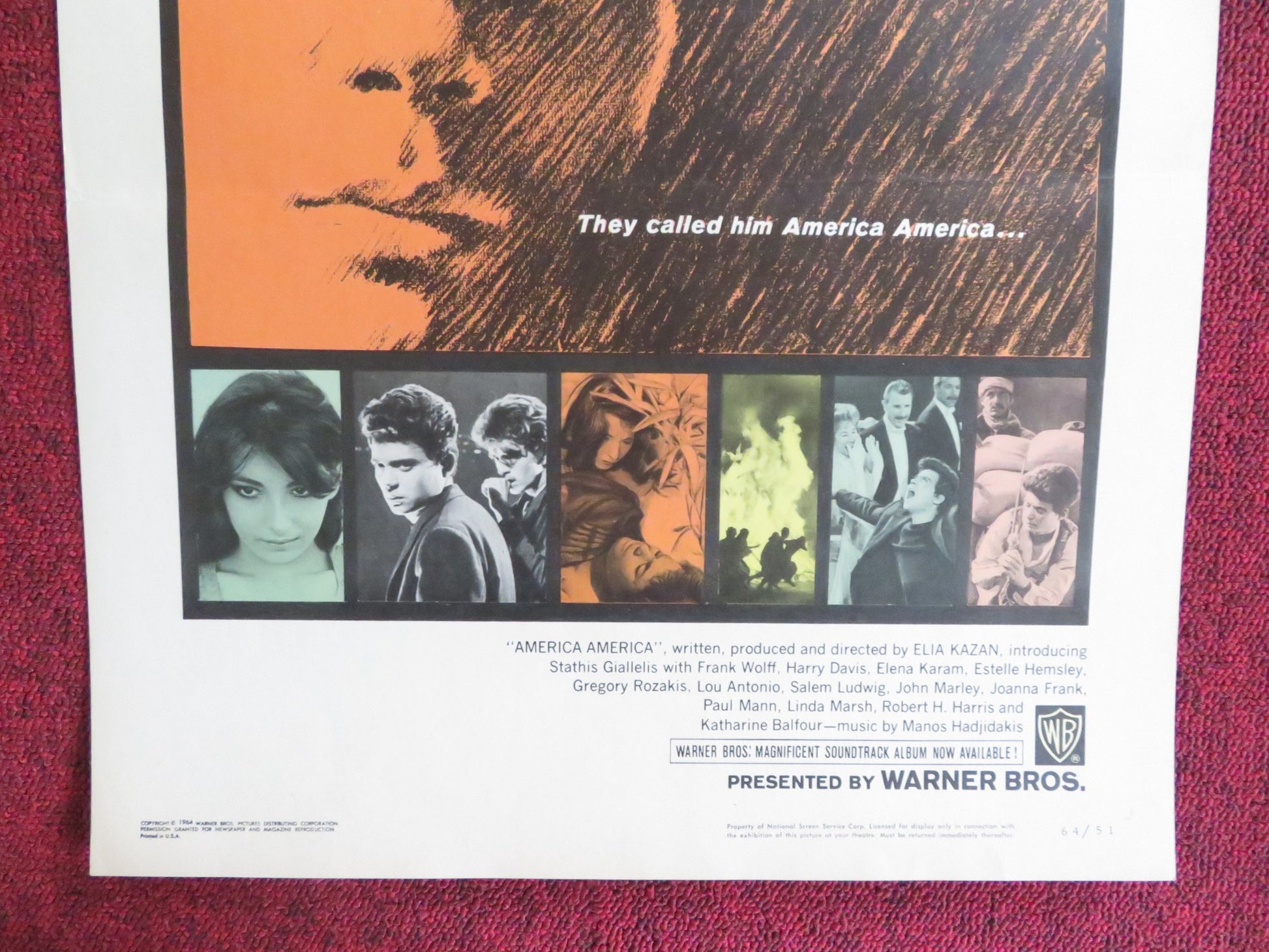 AMERICA AMERICA US INSERT (14"x 36") POSTER STATHIS GIALLELIS FRANK WOLFF 1964 - Rendezvous Cinema