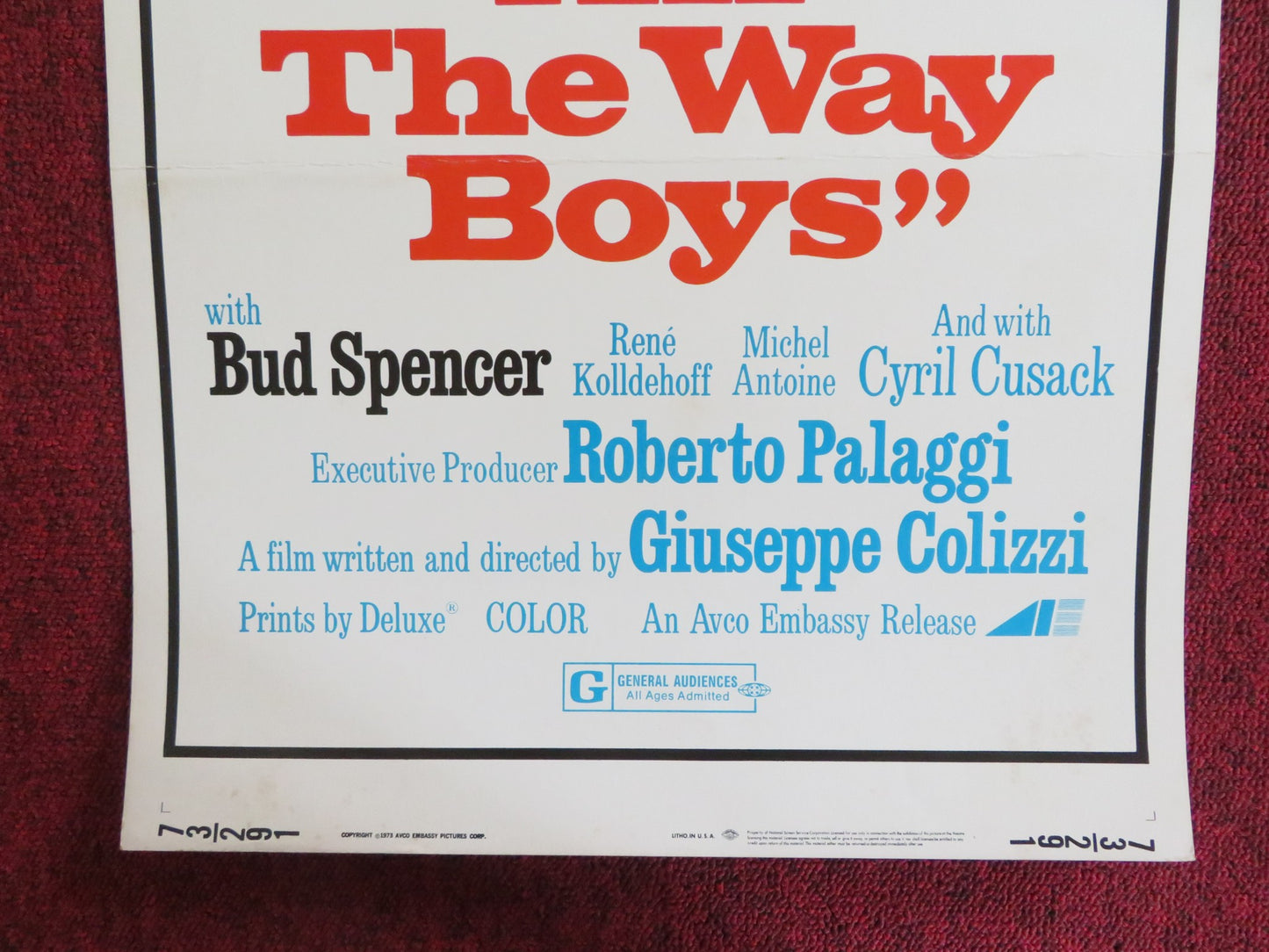 ALL THE WAY BOYS US INSERT (14"x 36") POSTER TERENCE HILL BUD SPENCER 1973 - Rendezvous Cinema