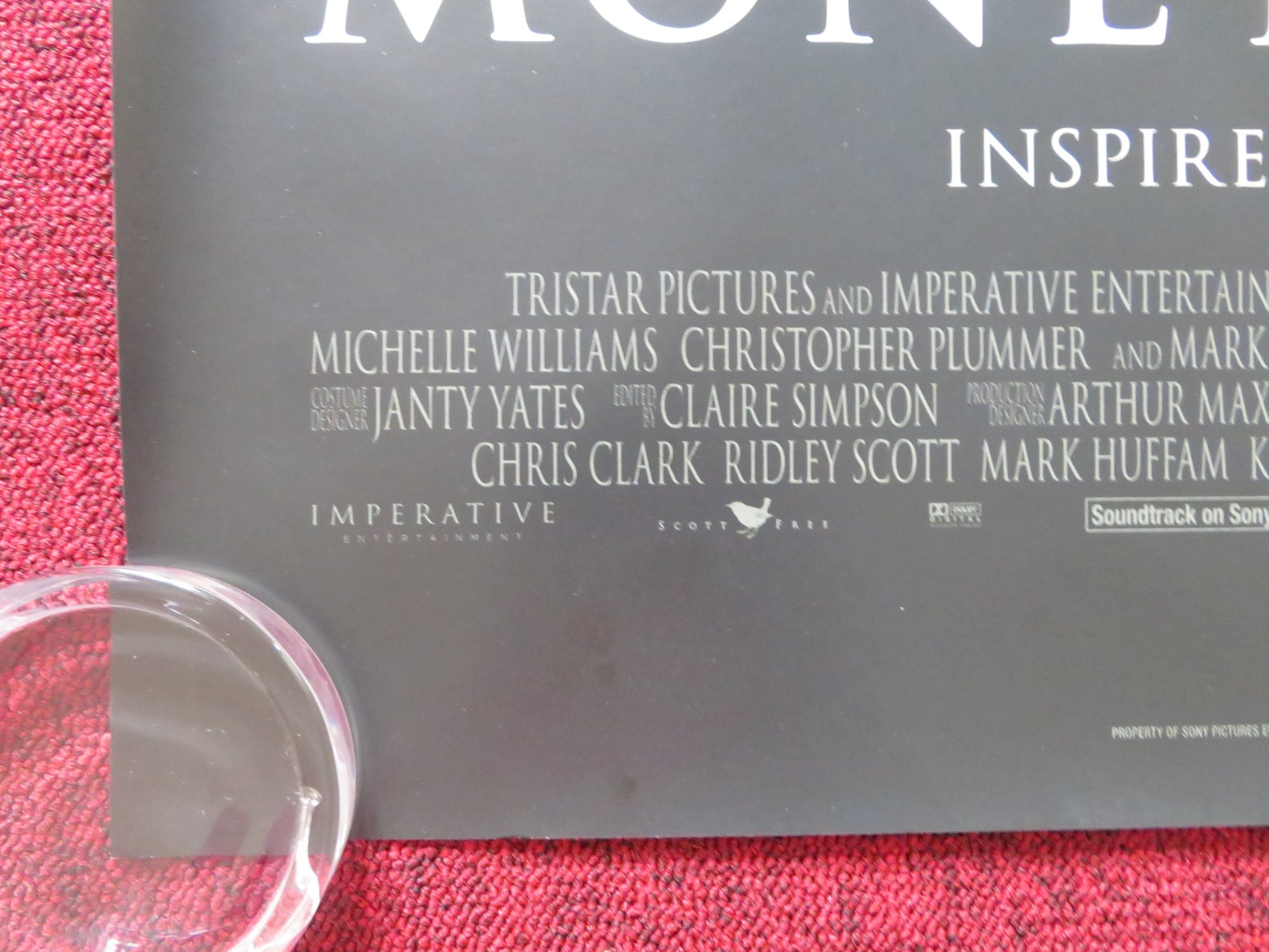 ALL THE MONEY IN THE WORLD UK QUAD ROLLED POSTER MARK WAHLBERG WILLIAMS 2017 - Rendezvous Cinema