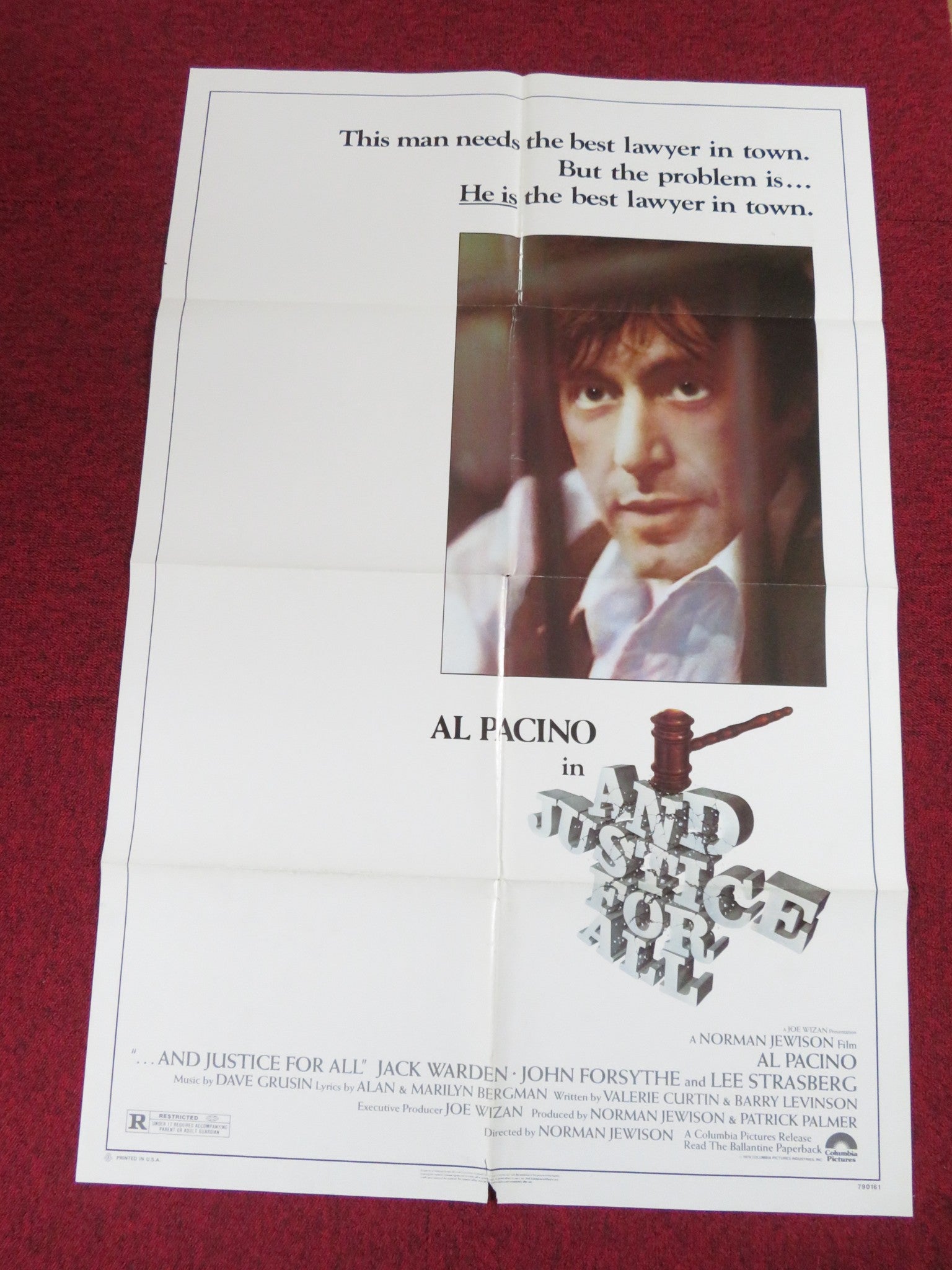 AND JUSTICE FOR ALL FOLDED US ONE SHEET POSTER AL PACINO JACK WARDEN 1979 - Rendezvous Cinema