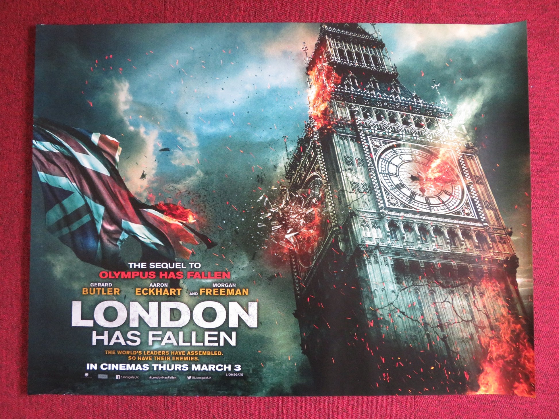 LONDON HAS FALLEN UK QUAD (30"x 40") ROLLED POSTER GERARD BUTLER FREEMAN 2016 - Rendezvous Cinema