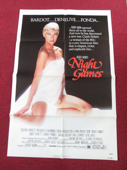 NIGHT GAMES FOLDED US ONE SHEET POSTER CINDY PICKETT BARRY PRIMUS 1980
