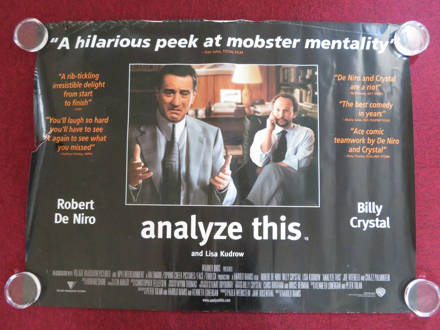 ANALYZE THIS UK QUAD (30"x 40") ROLLED POSTER ROBERT DENIRO BILLY CRYSTAL 1999 - Rendezvous Cinema