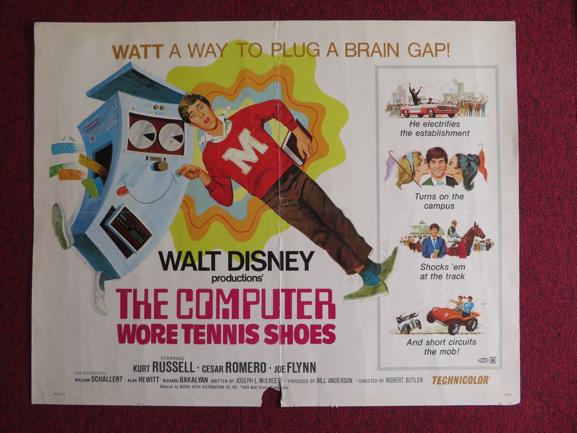 THE COMPUTER WORE TENNIS SHOES US HALF SHEET (22"x 28") POSTER DISNEY 1970 - Rendezvous Cinema