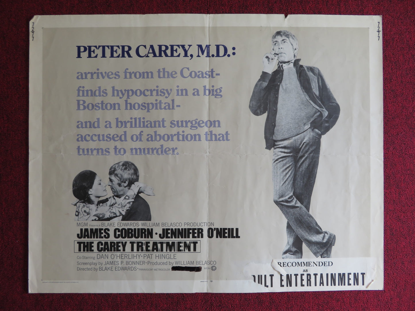 THE CAREY TREATMENT US HALF SHEET (22"x 28") POSTER JAMES COBURN 1972 - Rendezvous Cinema