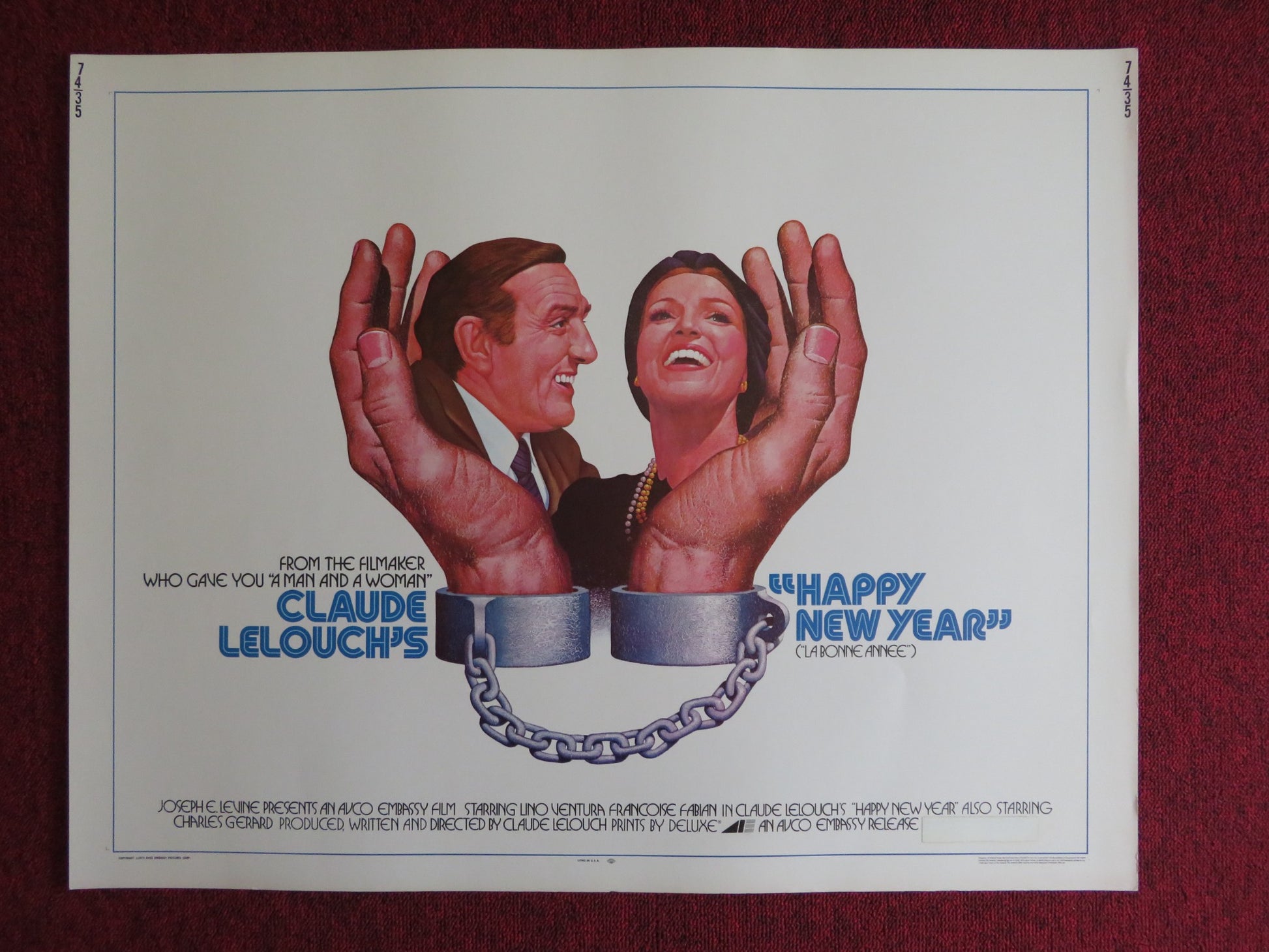 HAPPY NEW YEAR (LA BONNE ANNEE) US HALF SHEET (22"x 28") POSTER L. VENTURA 1974 - Rendezvous Cinema
