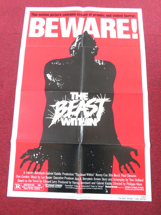 THE BEAST WITHIN FOLDED US ONE SHEET POSTER RONNY COX BIBI BESCH 1982