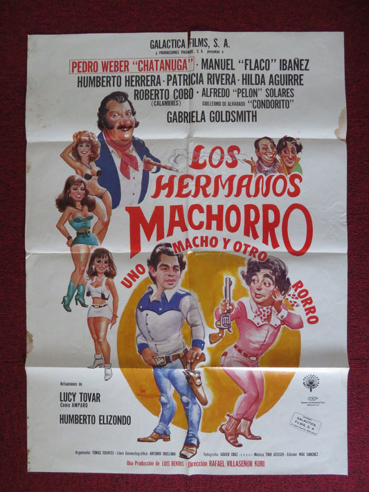 LOS HERMANOS MACHORRO FOLDED MEXICAN POSTER HILDA AGUIRRE ROBERTO COBO 1988 - Rendezvous Cinema