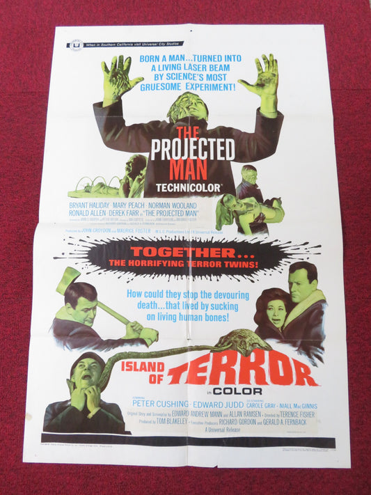 THE PROJECTED MAN / ISLAND OF TERROR COMBO- B FOLDED US ONE SHEET POSTER 1966
