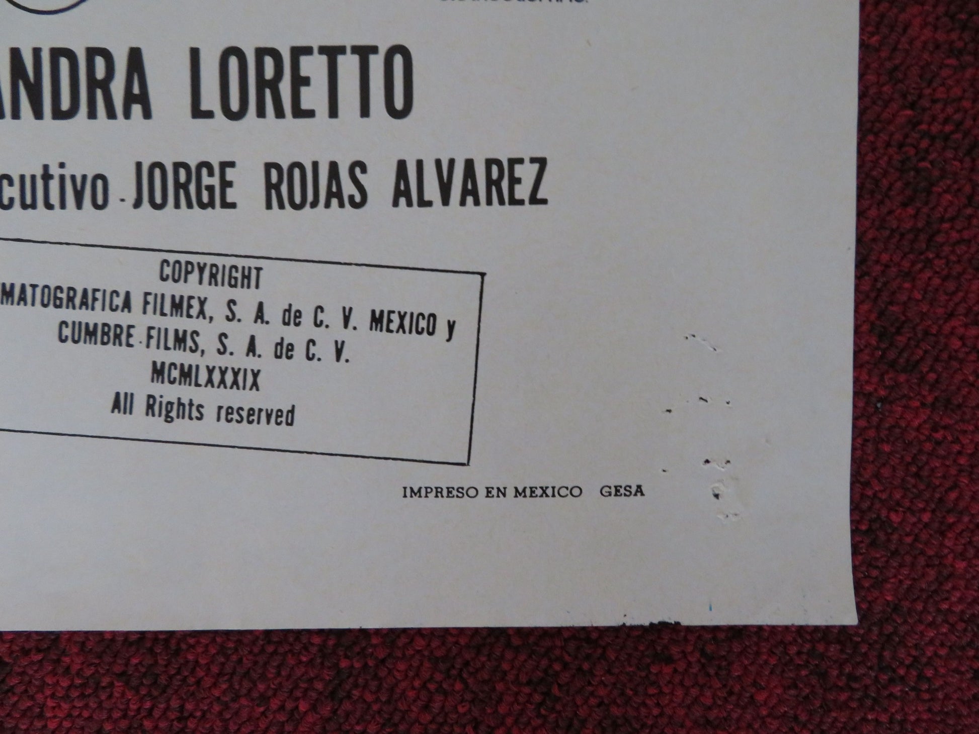 EL JARDIN DE LA PAZ FOLDED MEXICAN POSTER ALBERTO PEDRET MARTHA ROTH 1989 - Rendezvous Cinema